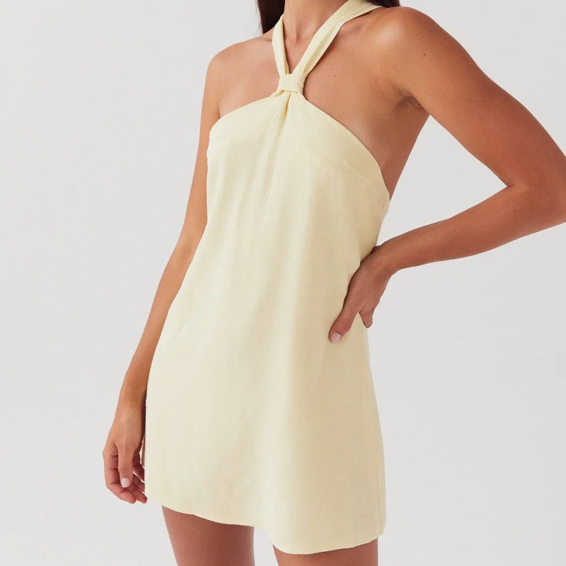 Y2kผู้หญิงHalterชุดมินิเซ็กซี่Tie Up BacklessแขนกุดBodycon Camiสั้นชุดความงามฤดูร้อนGraduation Sundress