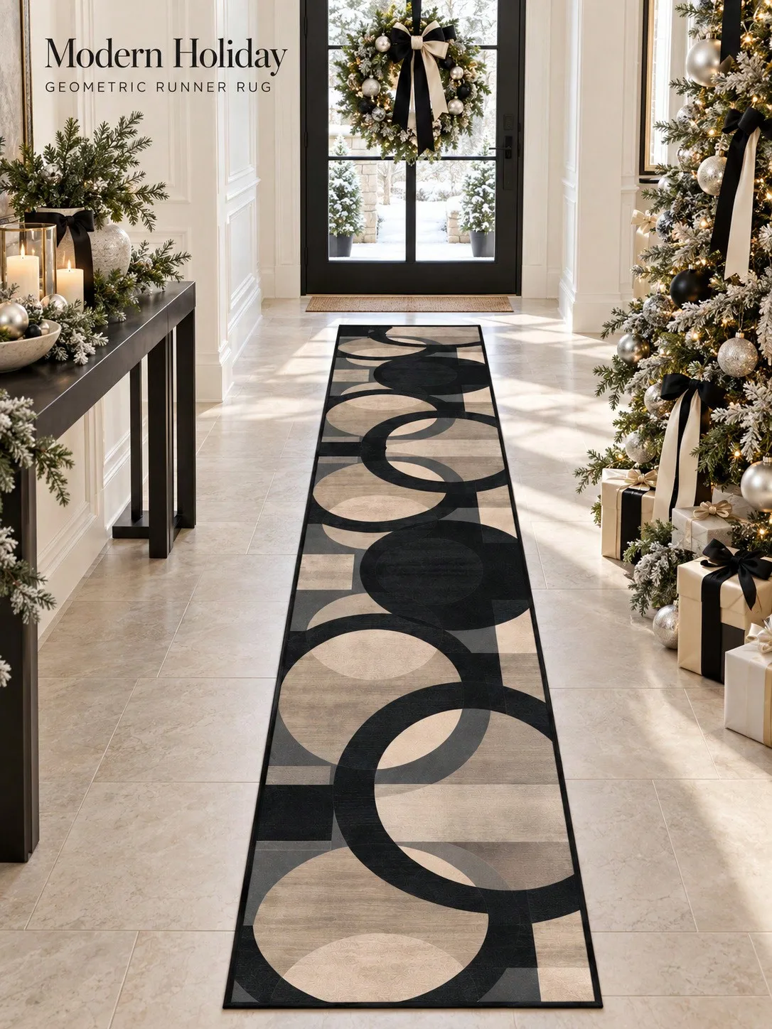 Geometric Aisle Runners Circle Line Design for Hallway Kitchen Entryway Bedroom Living Room Floor Decor Runner Rugs for Home Apartment Corridor Anniversary Birthday Gifts for Family Friends Long Carpet for Indoor Porch Dining Room Office Studio