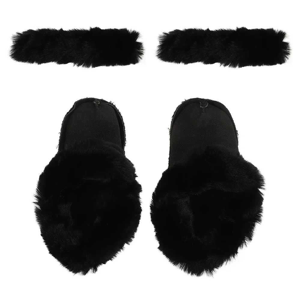

Furry Inserts Replacement Insoles for Clogs Lined Detachable Winter Liners Feet Black Slipper