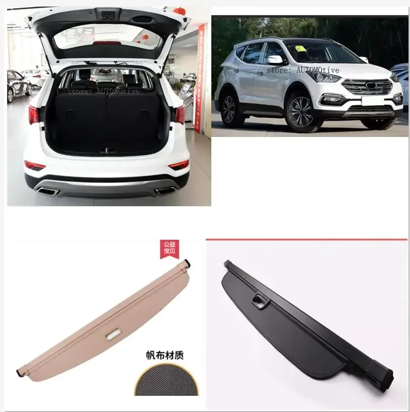 

Car Rear Trunk Security Shield Cargo Cover For HYUNDAI Santa Fe ix45 2017.2018 High Qualit Black Beige Auto Accessories