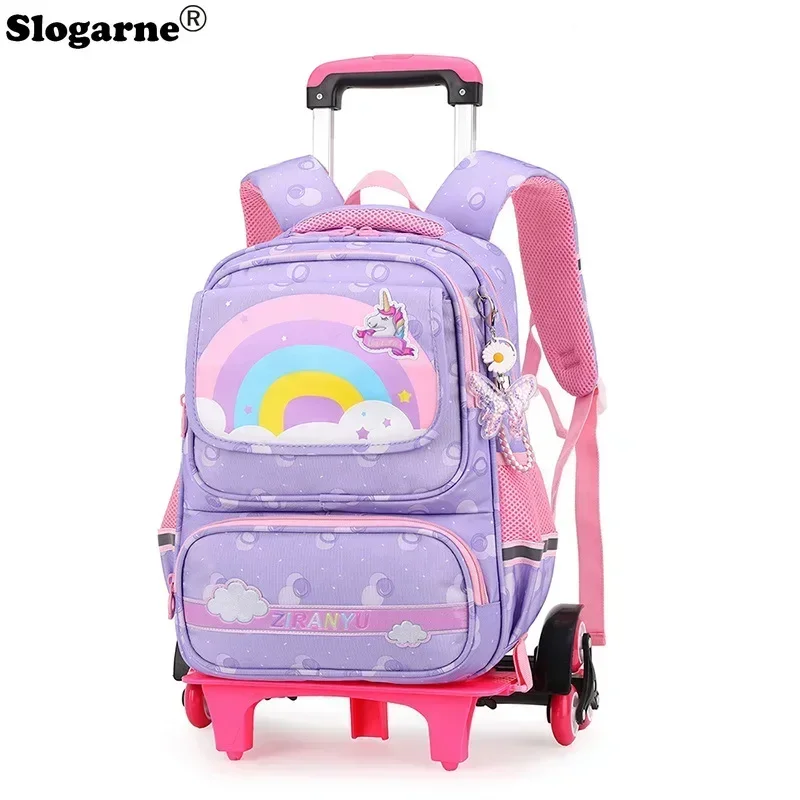 

Children School Backpacks with Wheels School Bags For Girls Wheeled backpack Kids Trolley School Bag Students Backpack Book Bag