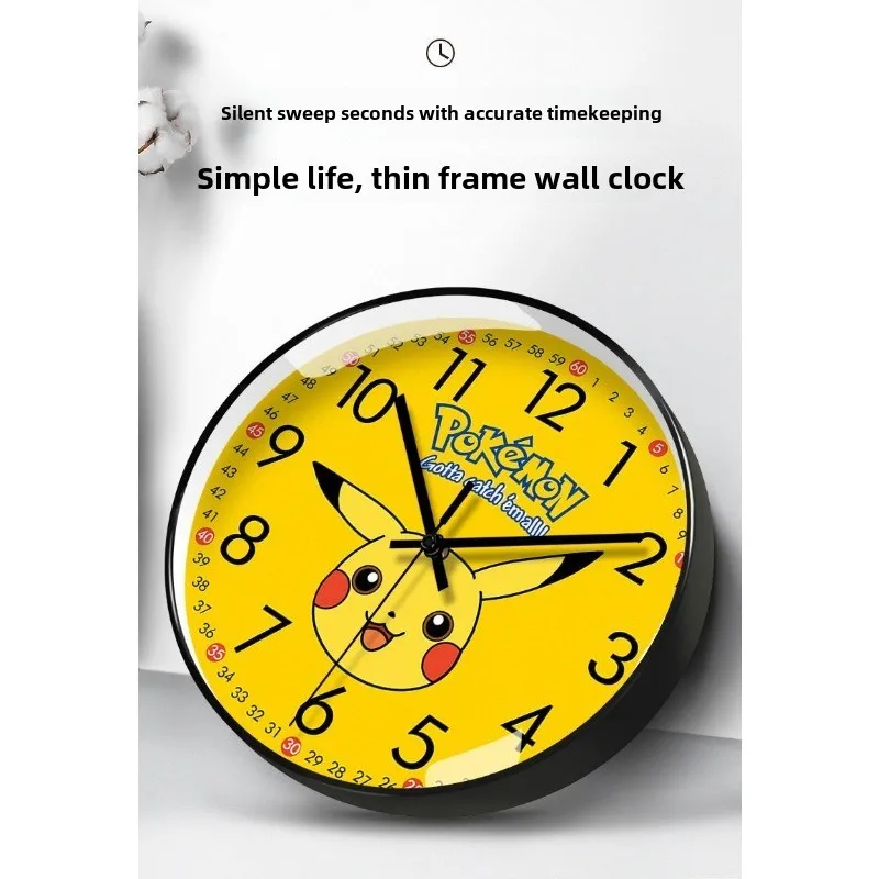 Pokemon Cartoon Pikachu Nette Wanduhr Elf Mode Wand-Montiert Quarzuhr Stille Frühe Bildung Radio Uhr Automatische Zeit