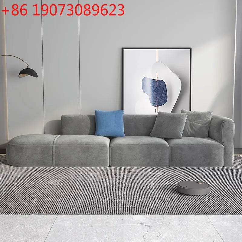 

Простой современный диван в стиле лёгкой роскоши, скандинавский, из ткани, прямой, трёхместный, минималистичный, из фланели.