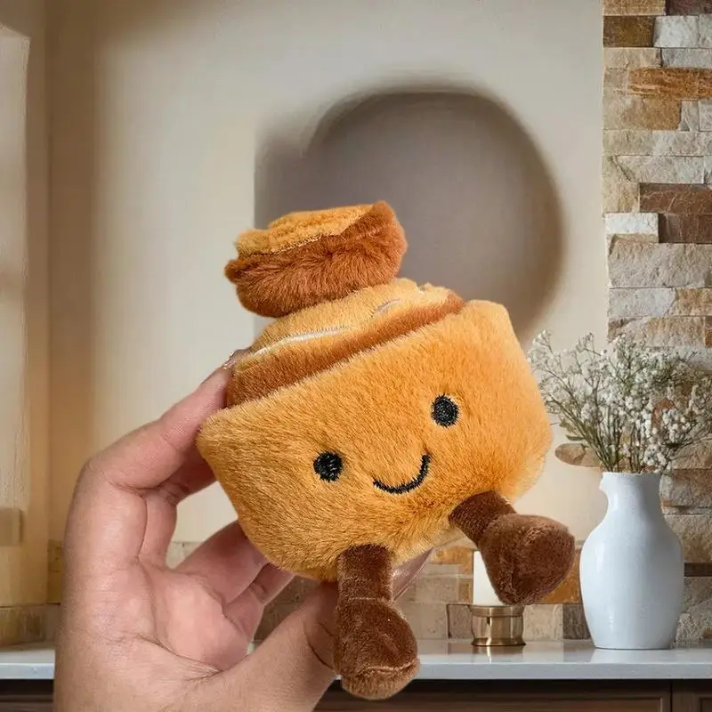 Cute Afternoon Tea Gourmet Series Plush Pendant Keychain Simulated Egg Tart Bread Stuffed Doll Backpack Decorative Pendant Gifts