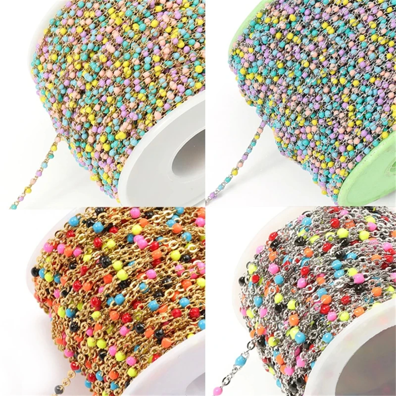 1 Meter New Gold Color Stainless Steel Drip Beads Oval Link Chains For DIY Jewelry Making Tassel Chain Craft Garment Accessories