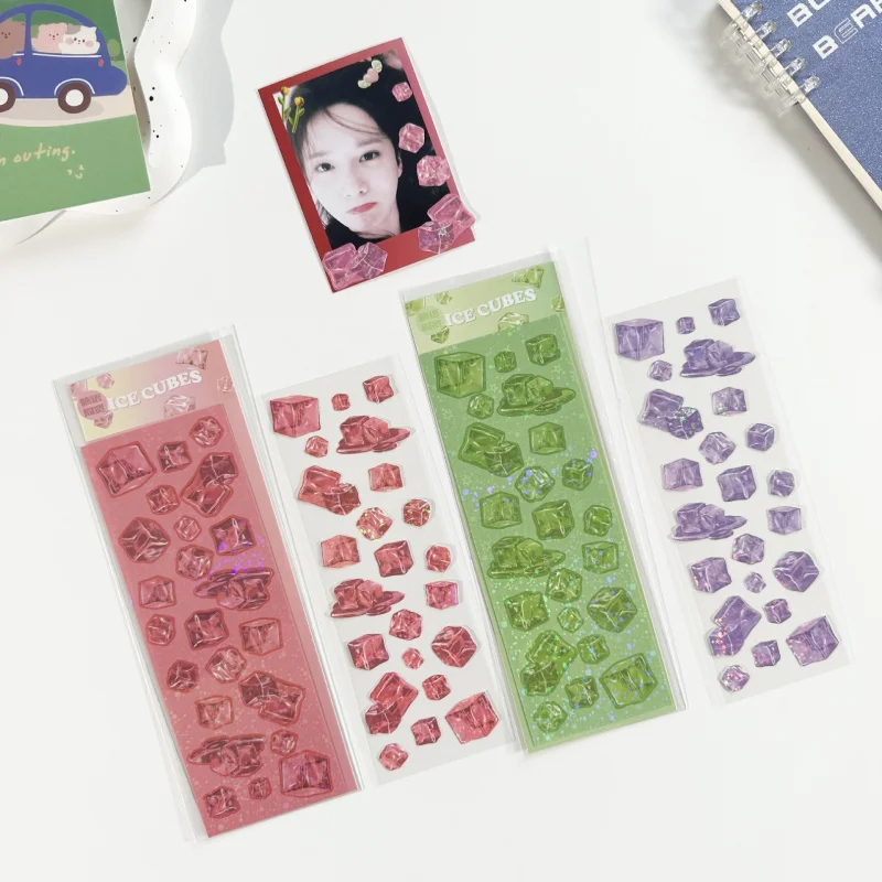 Cute High Value Laser Modeling Ice Cube Stickers Handbook Photo Star Card Phone Case Diary DIY Decorative Cartoon Stickers