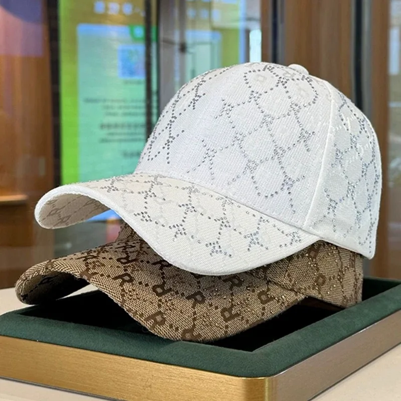 Men's and Women's Fashion Rhinestone Letters Baseball Cap Street Sun Cap Hundred Matching Duck Tongue Hat Outdoor Sun Hat