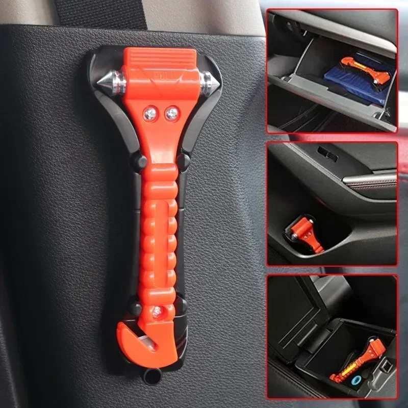 2-in-1 Car Safety Hammer with Built-in Blade Heavy-Duty Carbon Steel Emergency Window Breaker Seatbelt Cutter for Car Truck Bus