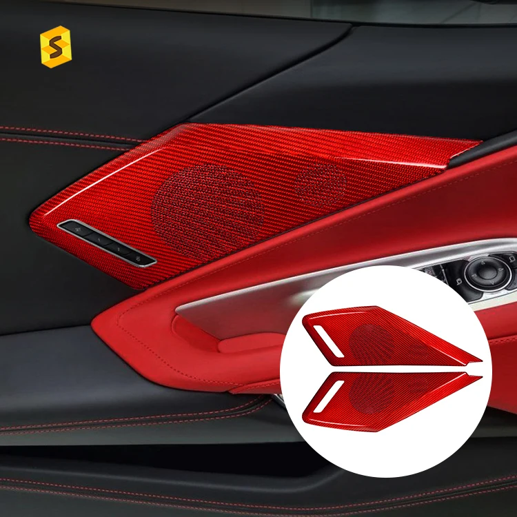 

Equipment Smart Library ES Red Carbon Fiber Car Interior Accessories For Chevrolet Corvette C8 2020 2021 Carbon Fiber Trim Door