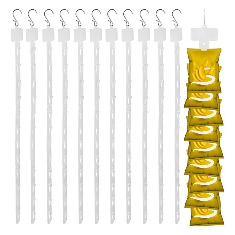 B14C 12 Pack Station Hanging Merchandise Strips With S Hooks, Plastic Display Strpis For Retail Display With Label Header