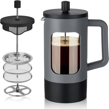 1pc 12/21/34oz Stainless Steel French Press Coffee Pot Suitable for Coffee Cappuccino Tea