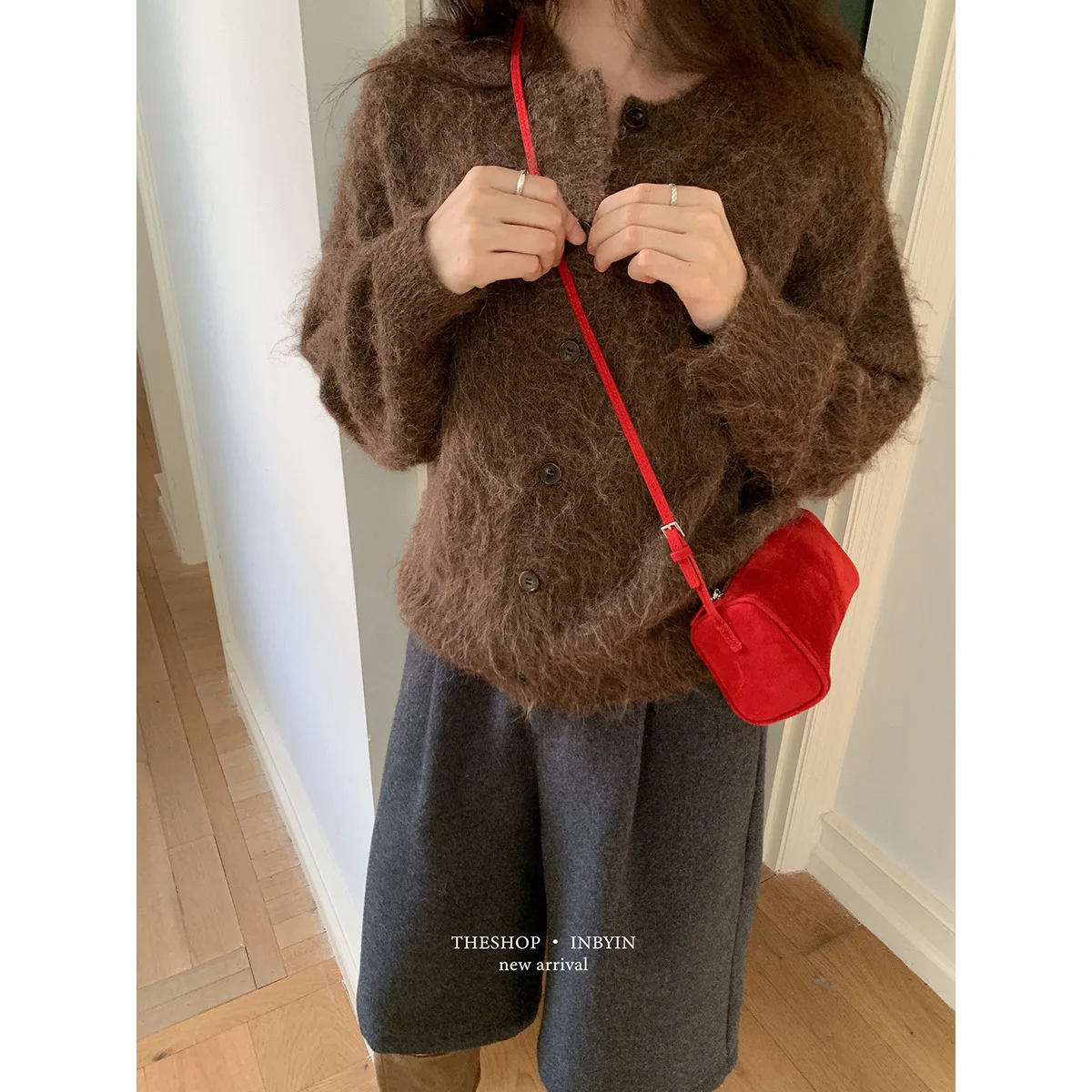 

Свободный свитер-пальто для женщин, топ с длинными рукавами и круглым вырезом, вязаный кардиган