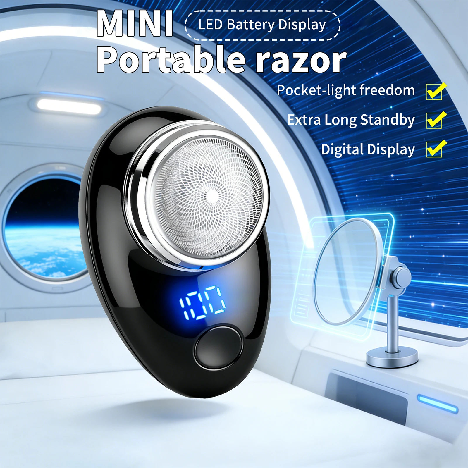 

Усовершенствованная портативная мужская бритва для влажного и сухого бритья, моющаяся, с USB-зарядкой, триммер для тела, быстрая зарядка, цифровой дисплей