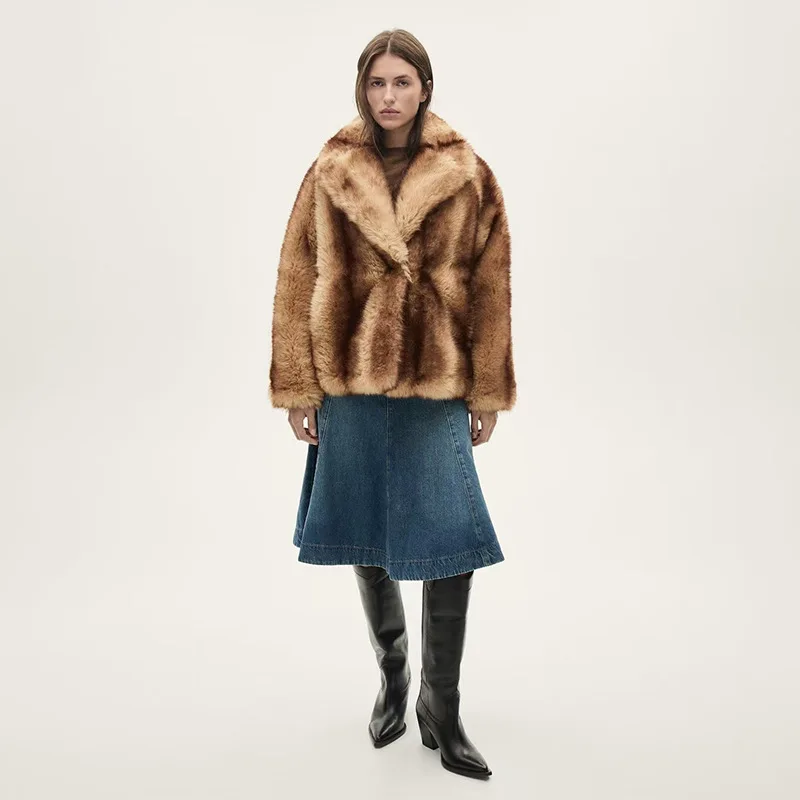 

Faux Fur Long Coat Woman Coats Womens Streetwears Leather Vacation Senior Fancy Waistcoat Tender Letter Puffer Modern Moto-Style