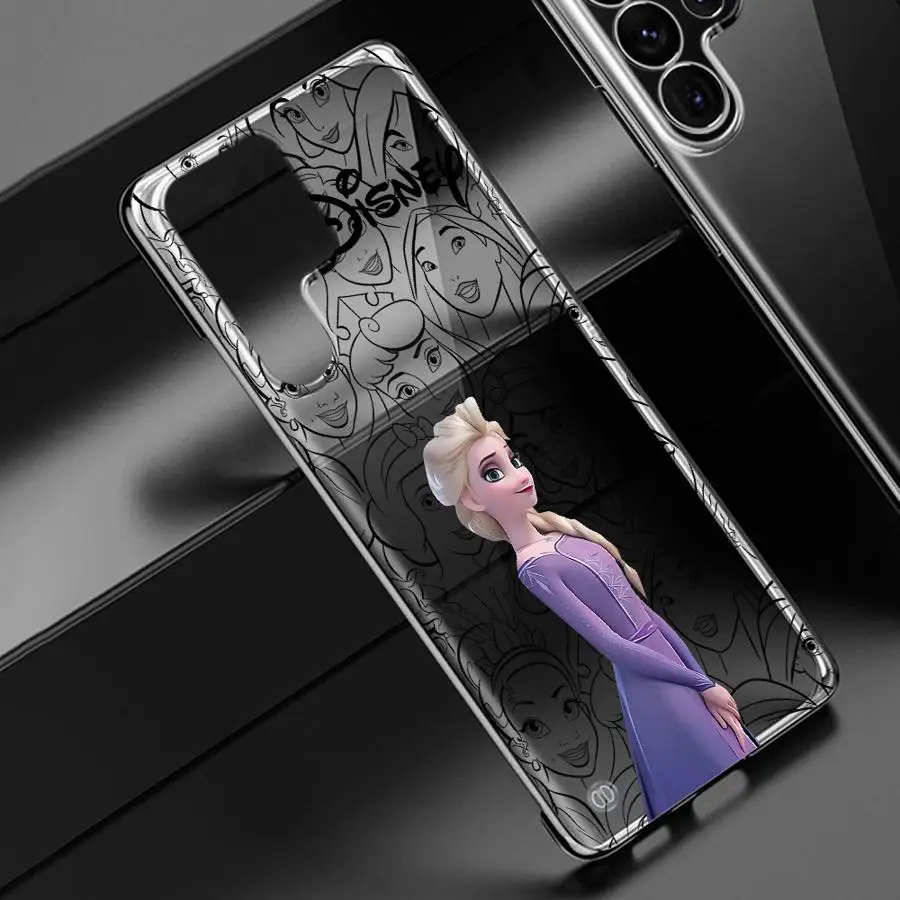 Funda a prueba de golpes para Samsung Galaxy S24 S23 Ultra S20 S21 FE S22 Plus, Funda dura de silicona transparente para teléfono, Funda de princesa de Disney