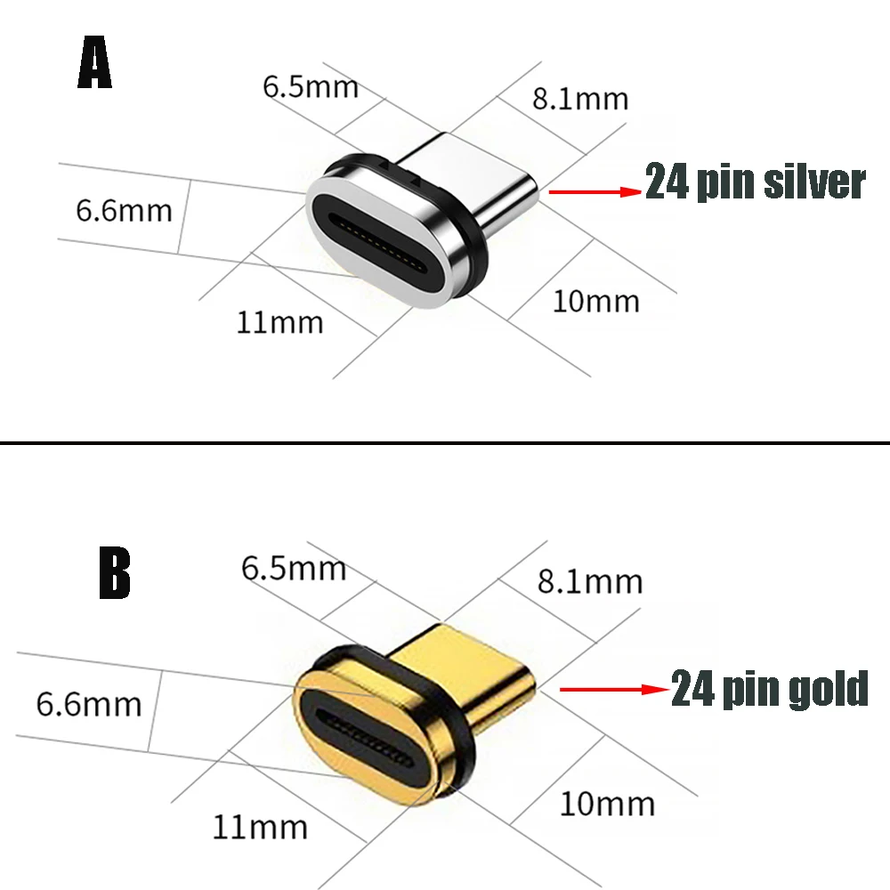 

1Piece Single Magnetic 24PIN 40G Silver/Gold Magnetic Male Type-C Interface Converter Head Mouthpiece Magnetic Performance