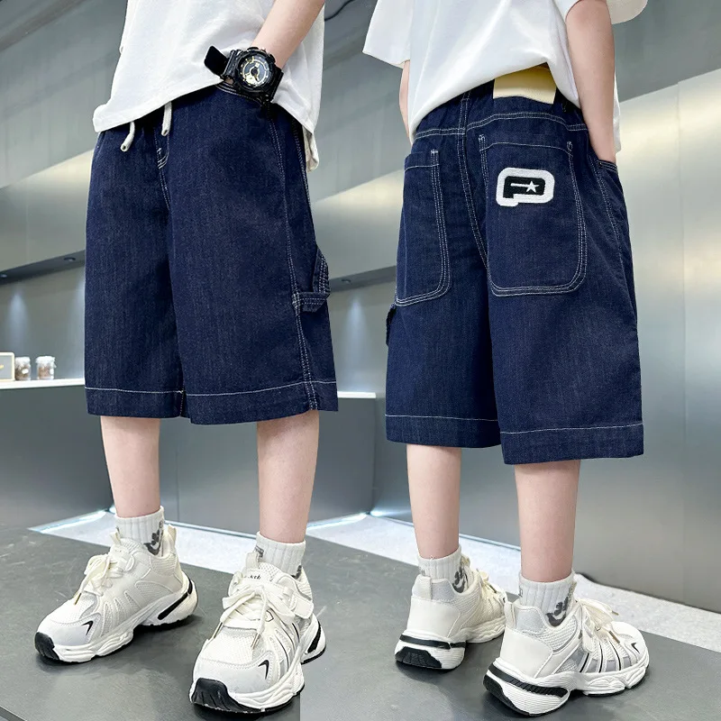 Teenagers Boys Wear Through Jeans Summer Children's Denim Shorts Fashion Boys' Shorts Pants Kid Jeans Cropped Pants 4-15Years
