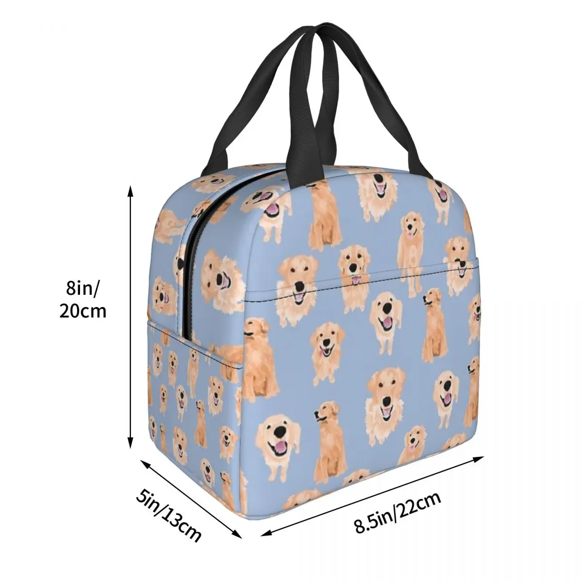 Golden Retrievers On Blue Insulated Lunch Bag for Women Children Leakproof Food Boxes Thermal Lunch Box Tote