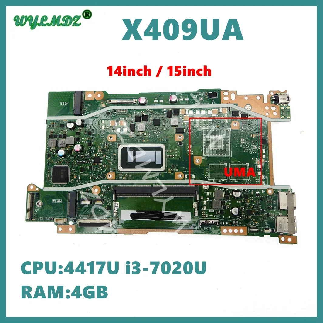 

X409UB With 4417U i3-7020U CPU 4GB-RAM Laptop Motherboard For ASUS X409UA X409UB X509UA X509UB X409UJ X509UJ Mainboard