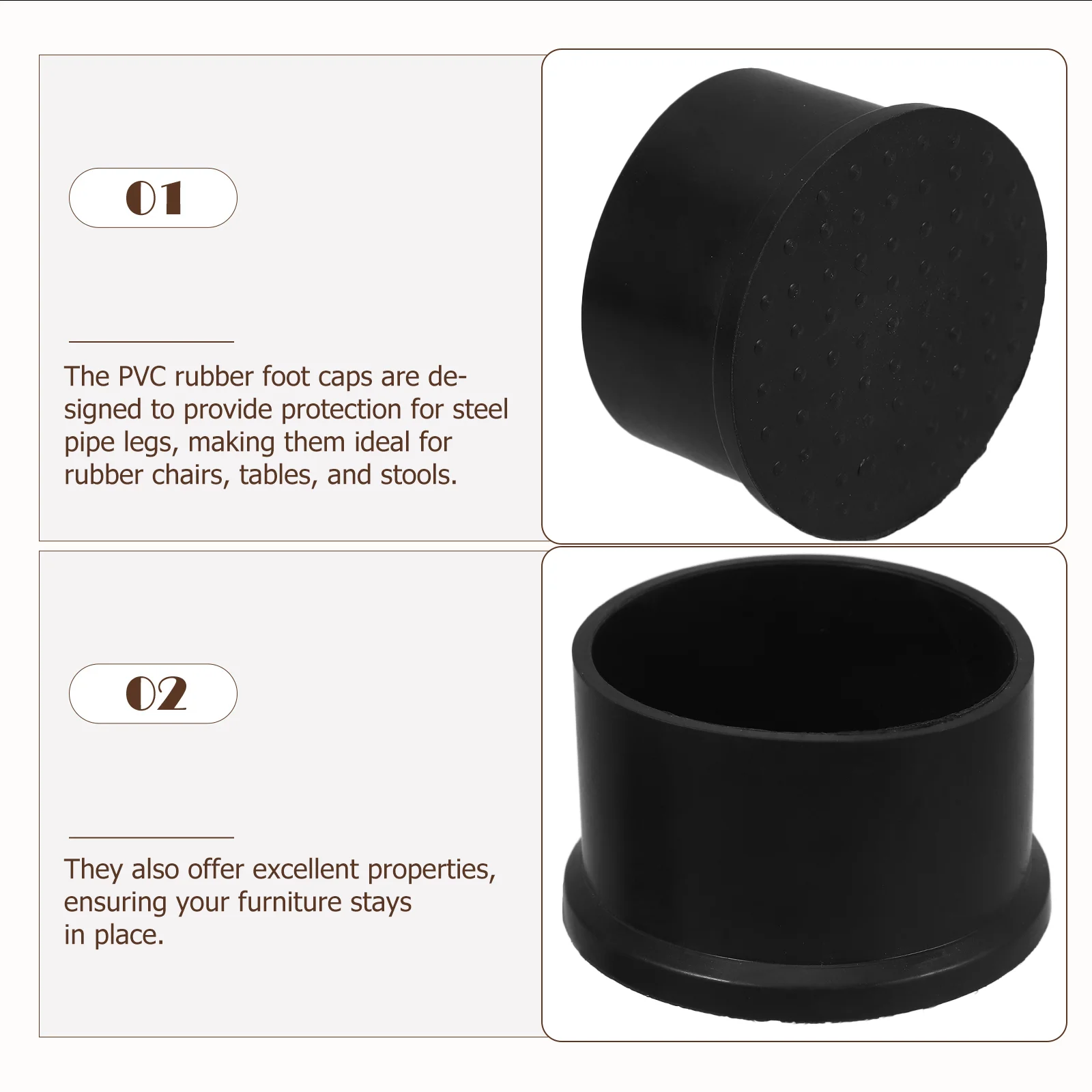 4 Pcs Rubber Foot Pads Feet for Outdoor Furniture Table Leg Caps Chair Legs Stool Sleeve Pipe End