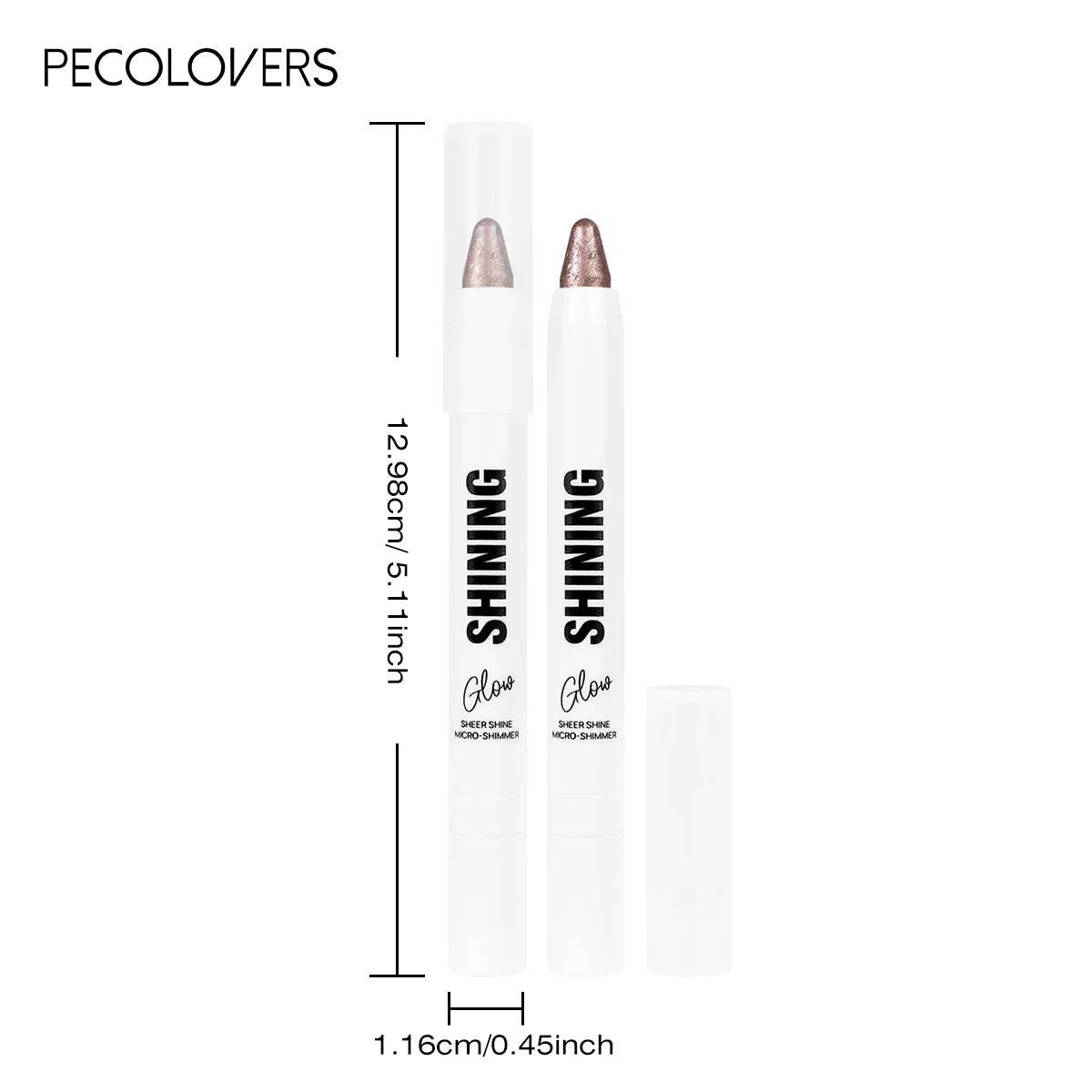 Lápis de sombra brilhante rosa brilhante – acabamento brilhante, adequado para todos os tipos de pele, maquiagem para os olhos com tubo metálico