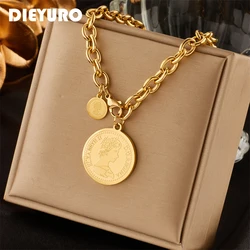 DIEYURO collana con lettera a cuore in acciaio inossidabile 316L per gioielli da donna Casual con catena a clavicola da donna Color oro