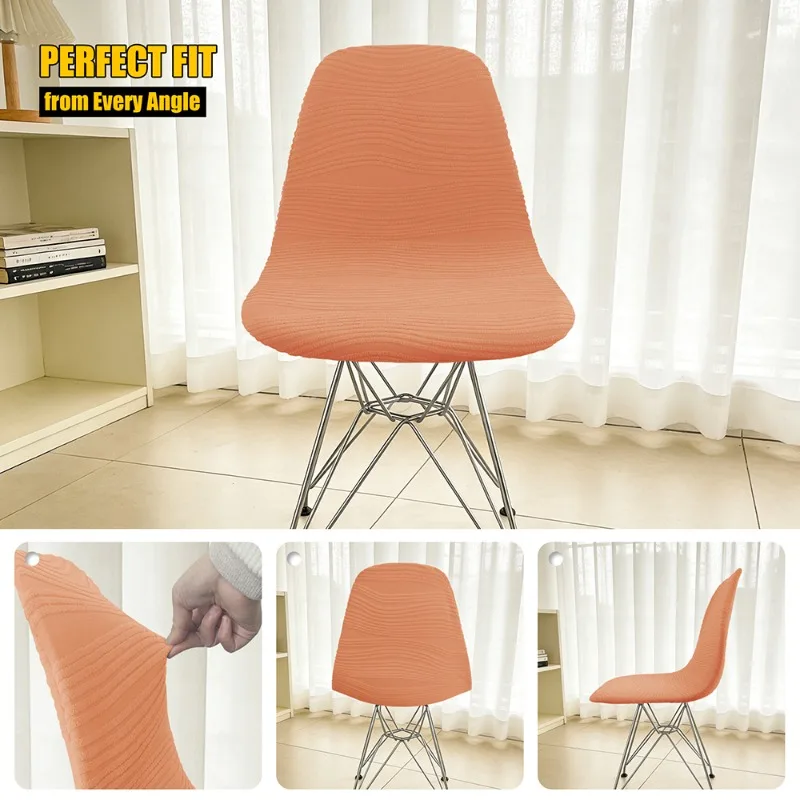 Jacquard Shell Nordic Chair Cover Short Back Curved Dining Room Chair Covers Elastic Adjustable Dining Room Seat Covers 2026
