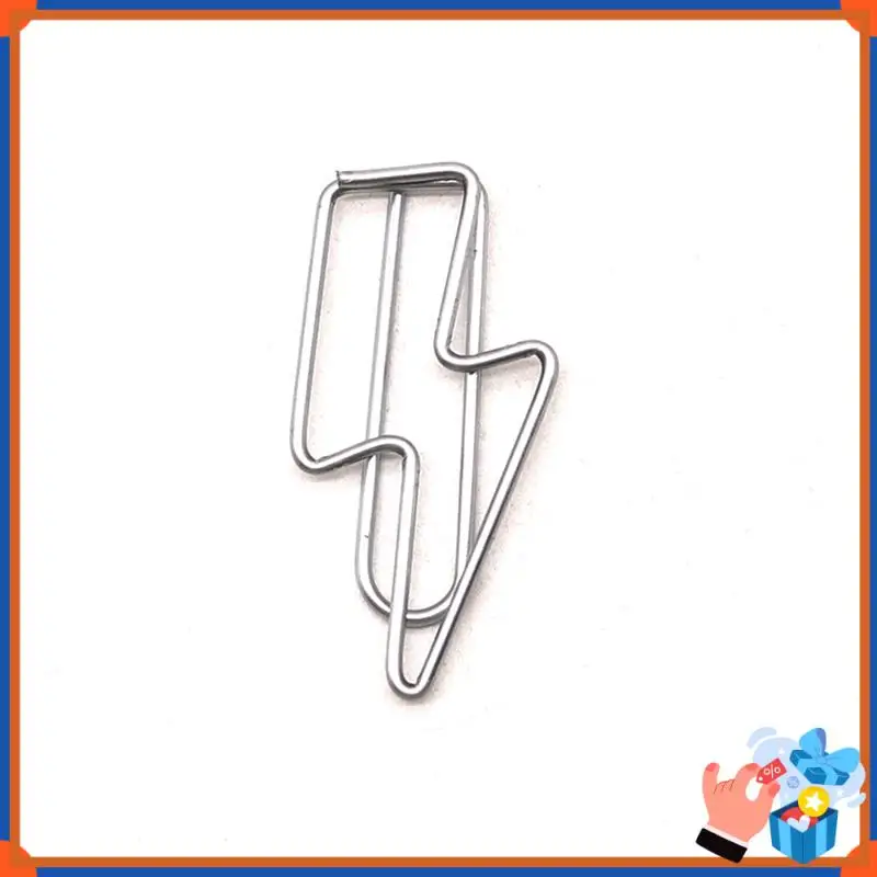 Compact 100 Pcs Lightning-Shaped Paper Clips - Metal Paperclips Set For Office, School File Organization, Desktop,Party Decor