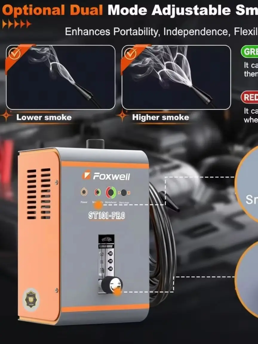 FOXWELL ST101 PRO EVAP Rauchmaschine Vakuumleckdetektor, Diagnose für Rohre, 1,2 bar integrierte Luftpumpe, Kfz-Rauchprüfgerät