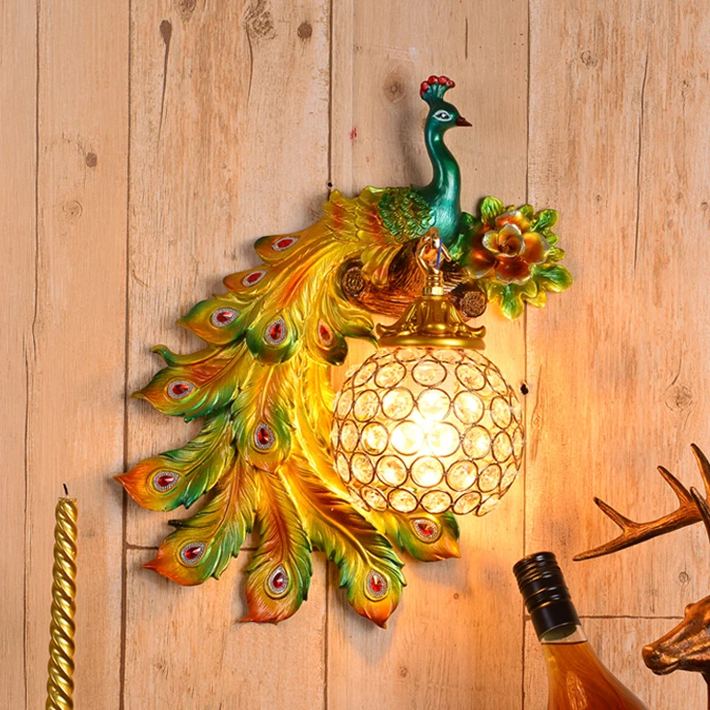 

3000k European Retro Peacock Wall Lamp, Bedroom, Living Room, TV Wall, Hallway, Artistic Wall Lamp, Decorative Lighting Fixture