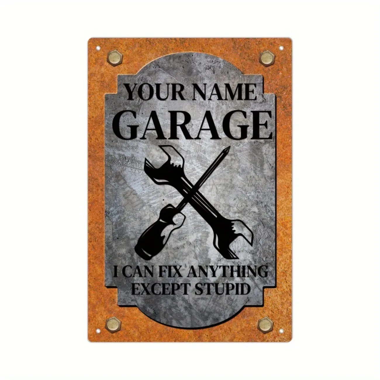 1 قطعة علامة معدنية قابلة للتخصيص | شخصية مخصصة اسم المرآب ديكور | هدية لأبي الجد العم له | المنزل/الرجل الكهف جدار الفن #1