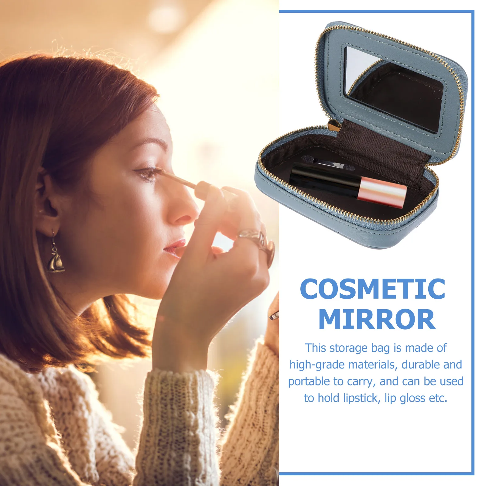 Lip Gloss Storage Bag Portable Lipstick Pouch Comfortable Surface Durable Zipper Makeup Organizer Travel Use Lipstick