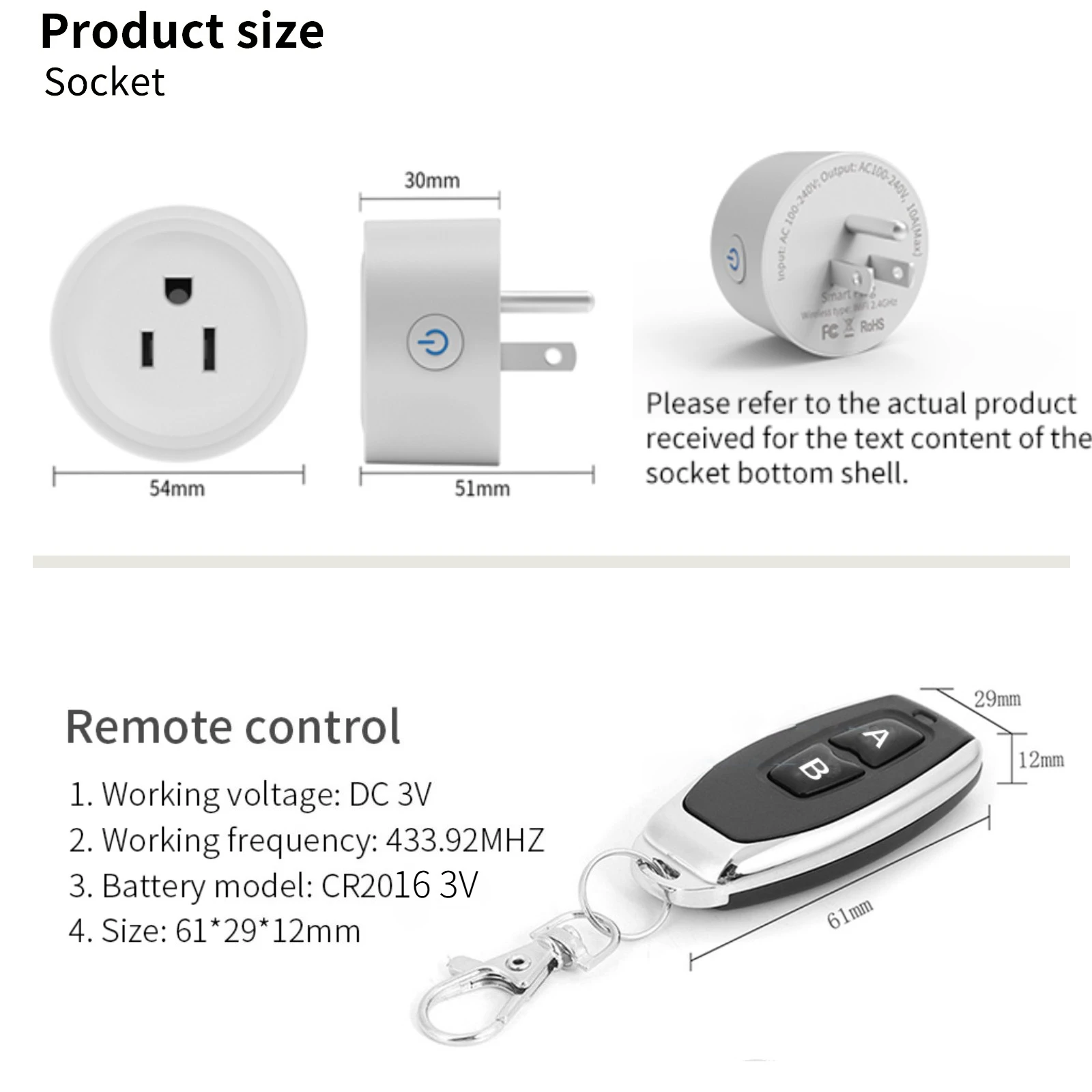 RF433 Wireless Remote Control Outlet US Plug, Smart Remote ON OFF Electrical Socket for Lights Fans TVs, Home RF Remote Switch