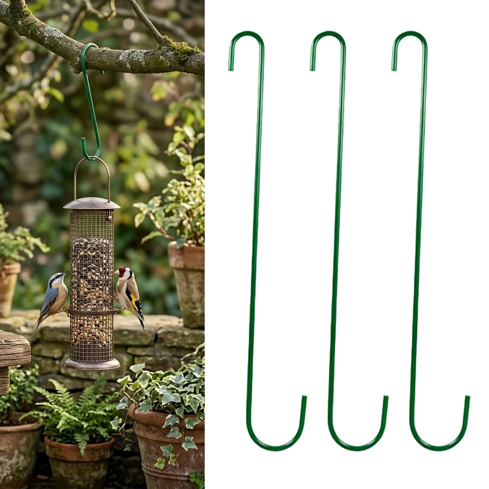 Heavy-Duty 30CM S Hooks 3 Pack for Bird Feeders Lanterns Wind Chimes String Lights Garden Tools and Outdoor Decor