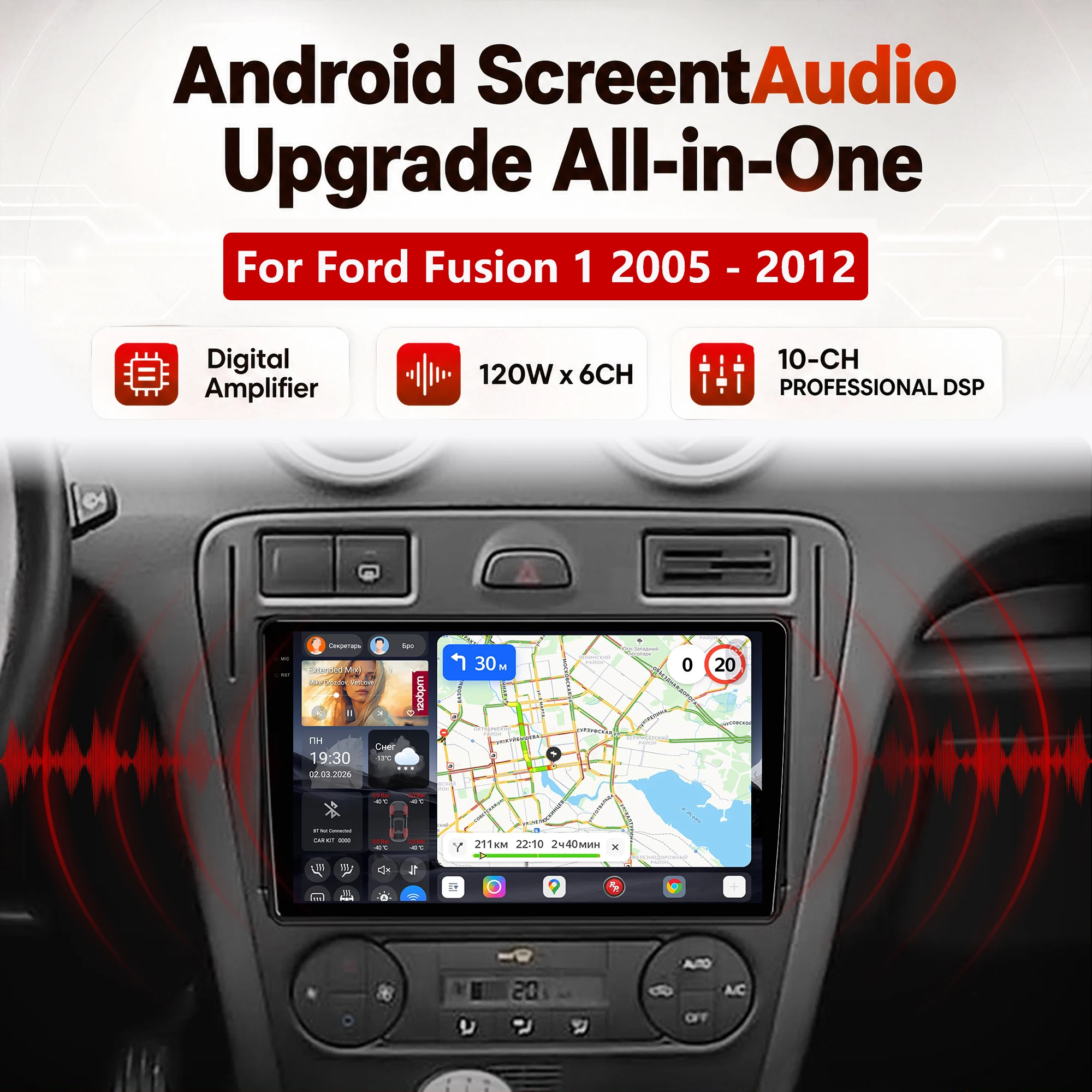 Redpower Katana 120W X 6CH Android Car Radio Player Screen for Ford Fusion 1 2005 - 2012 CarPlay Bluetooth Hi-Fi