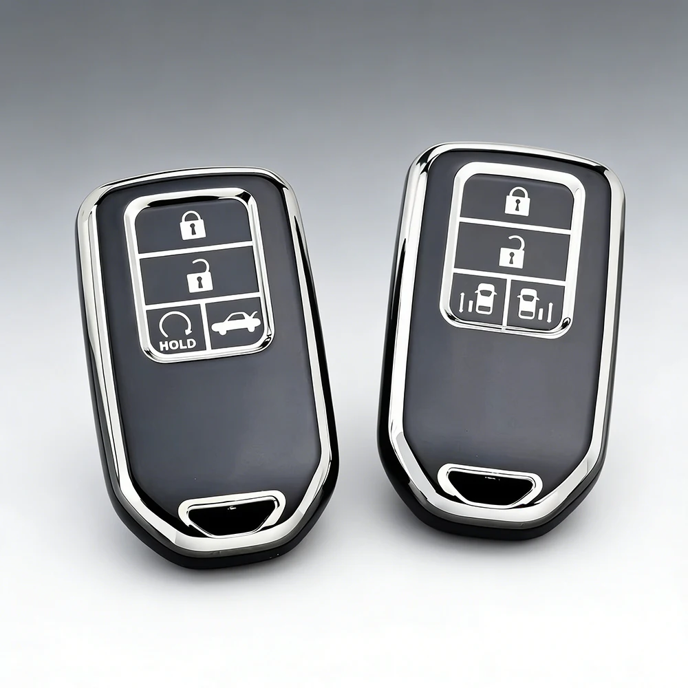 4 Buttons Car Key Case Cover for Honda CR-V Accord Civic Fit HR-V Odyssey Elysion Stepwgn Pilot TPU Key Protector Key Chains