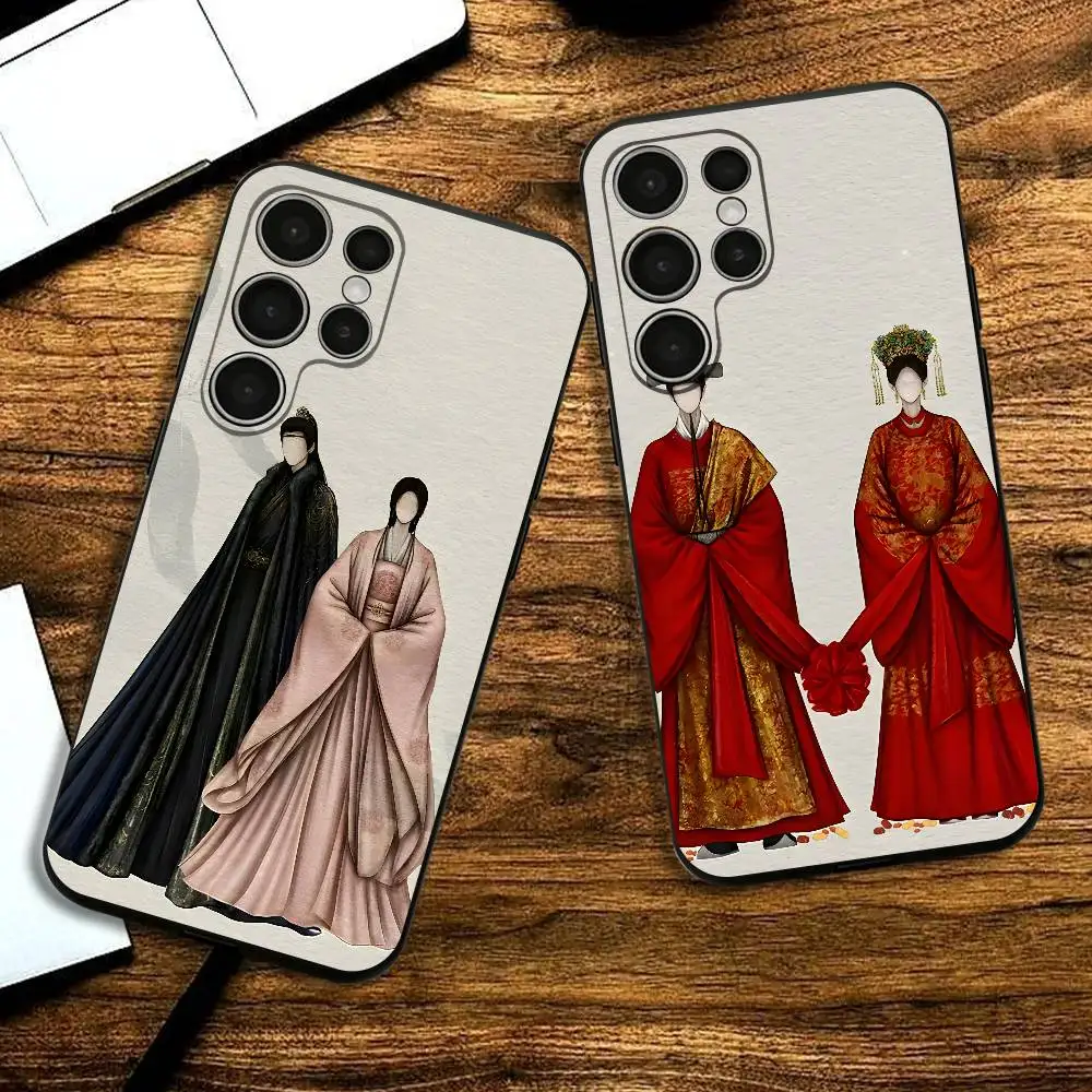 

Period Costume Couple Phone Silicone Case For Samsung S24,22,20,23,21,20 Ultra Plus Lite 5G Print Silicone Cover