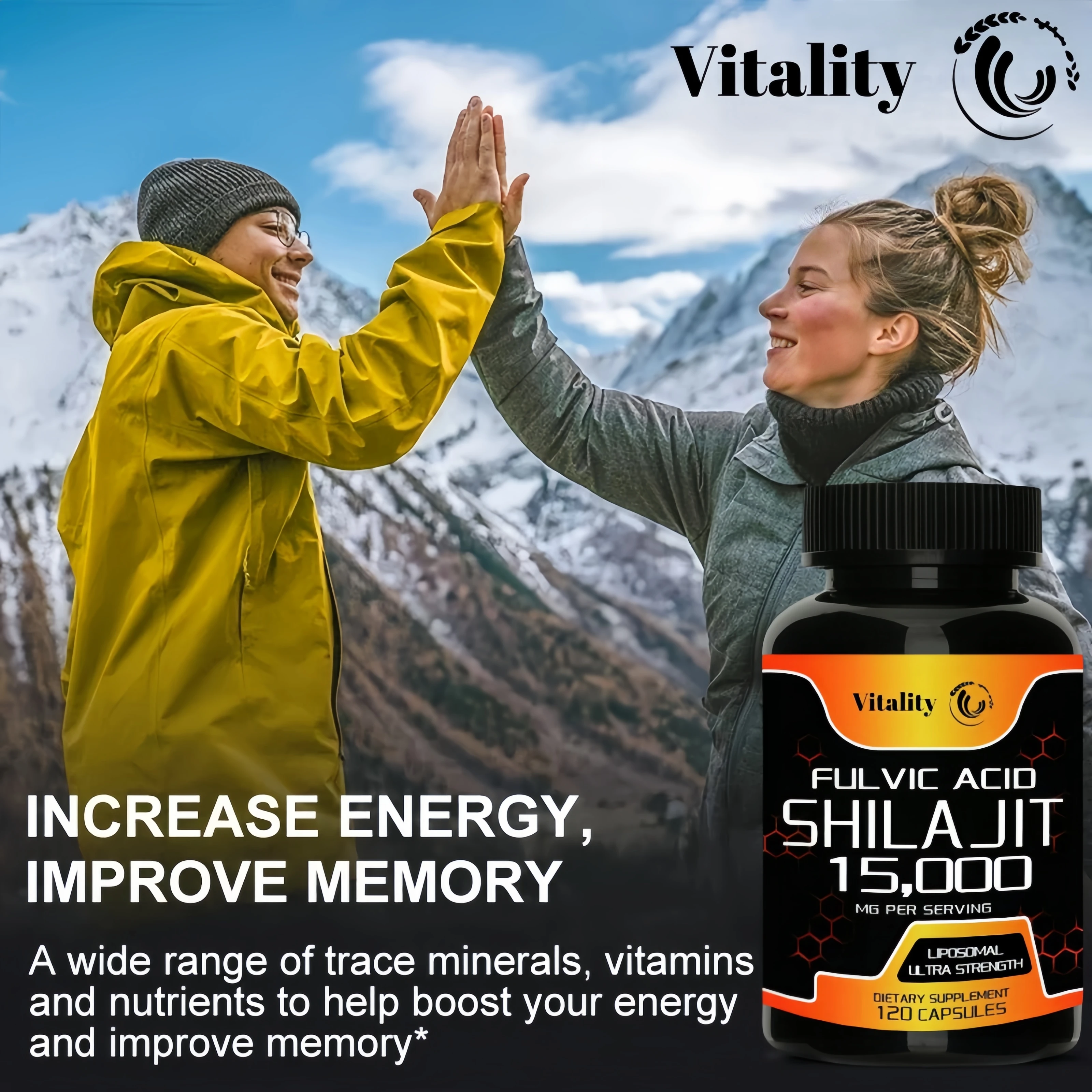 Pure Himalayan Shilajit Cápsulas, Suporta Ossos e Articulações Saudáveis do Envelhecimento, Melhora a Energia, Resistência e Recuperação Muscular