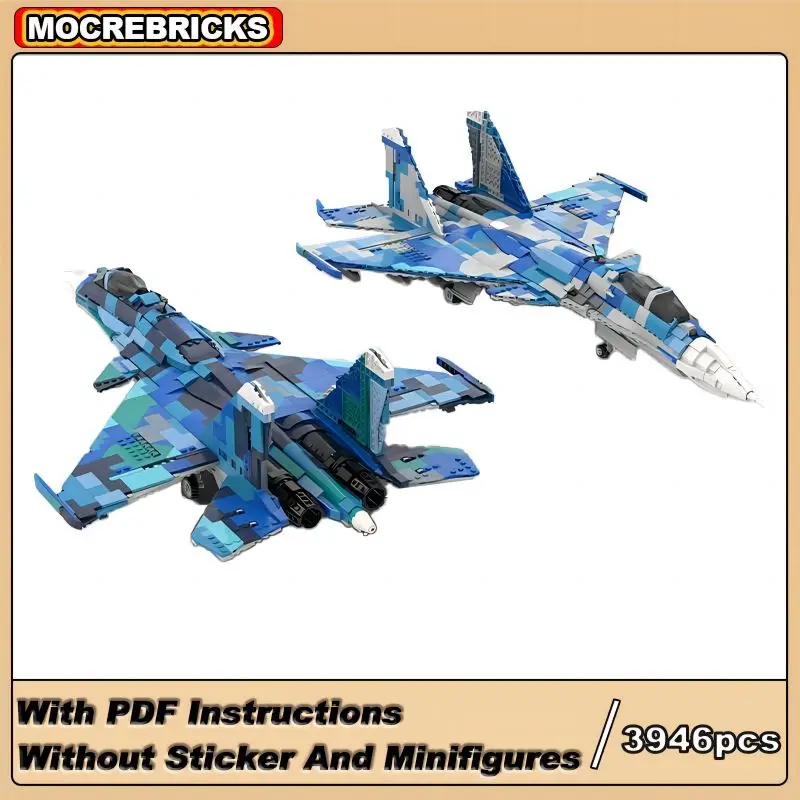 MOC Customized Brick Toys SU-33 Flanker D Military Fighter High-tech Weapon Building Blocks Aircraft Model Kid's Xmas Gifts Sets