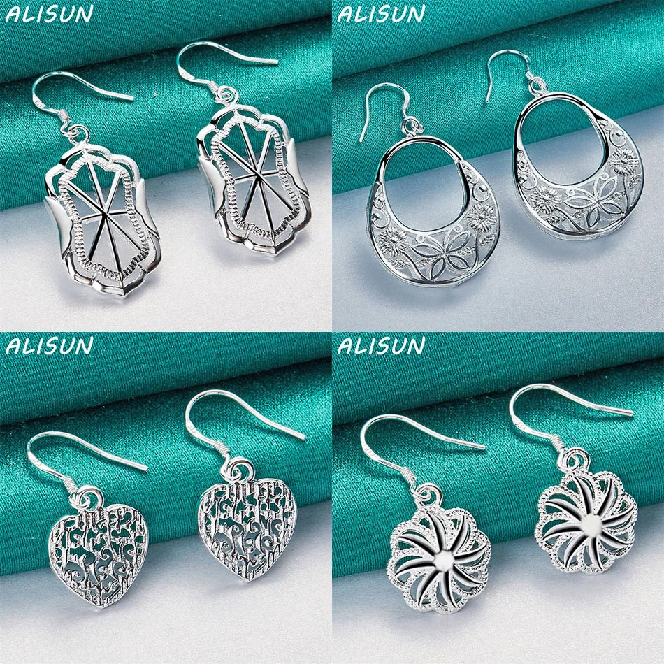 

ALISUN 925 Sterling Silver Geometric Drop Earrings For Women Charm Trend Birthday Gifts Fashion Party Fine Jewelry