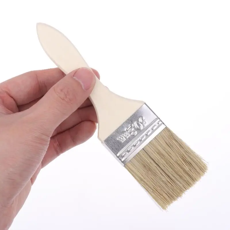 10Pcs Glue Application Wooden Handles Paint Brush Pig Mane Brushes Suitable For Art Handicrafts Plastering And Painting