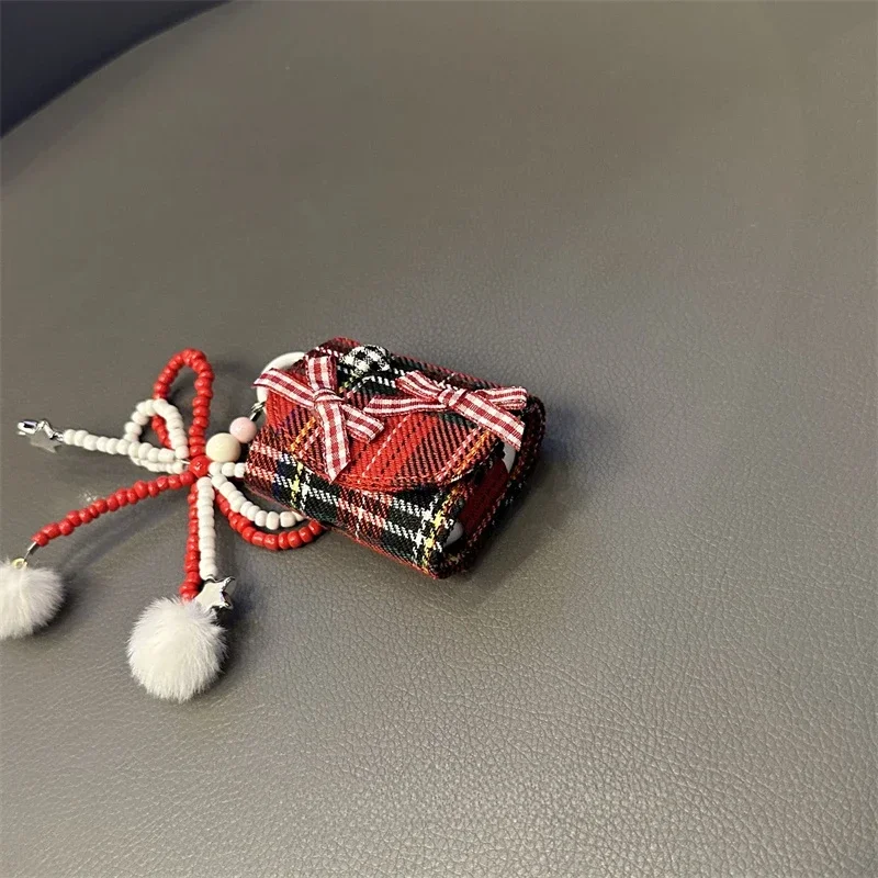 Plaid Bow Airpods Pro/3/2/1 Headphones Case Cover YK2 Custom Airpods Cases Headphones Star Pendant Accessories Decoration Gift