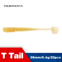 TSURINOYA Soft Bait Fishing Lure FLEX 38mm 0.4g T Tail Wobbler Fishing Soft Lure For Ajing Rockfish Bass Swimbait Silicone Bait