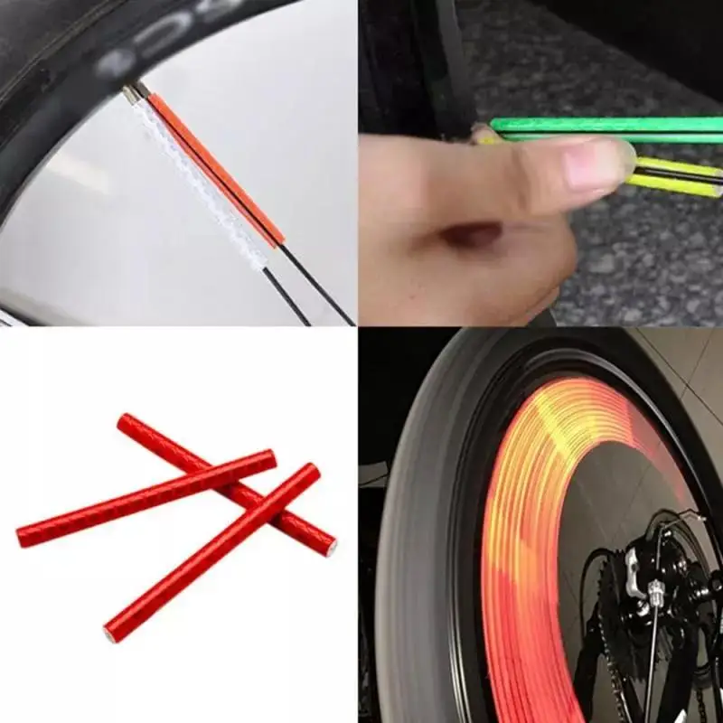 12pc Bicycle Wheel Rim Spoke Clip Night Safety Warning Light Bicycle Reflective Reflector Strip MTB Bike Cycling Accessories