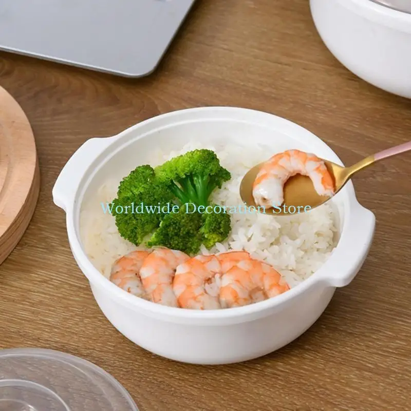 Q39B Microwave Heatable Insulation Bowl with Leakproof Cover Thickened Plastic Soup Bowl Portable Household Lunch Box
