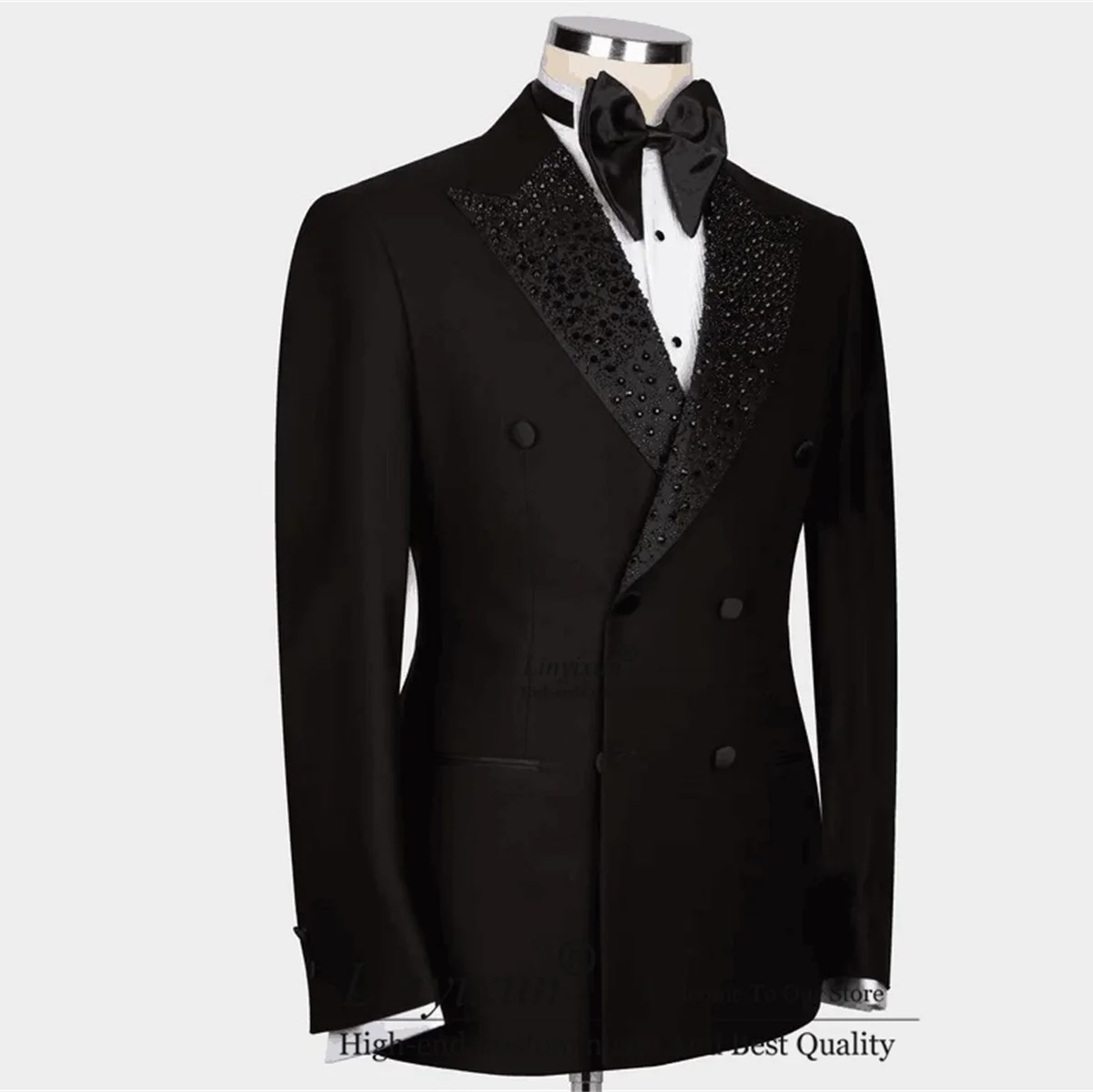 Luxury Bead Tuxedo Men Suits Groom Wedding Dresswear Dinner Party Male Prom Blazers Customized trajes elegante para hombres