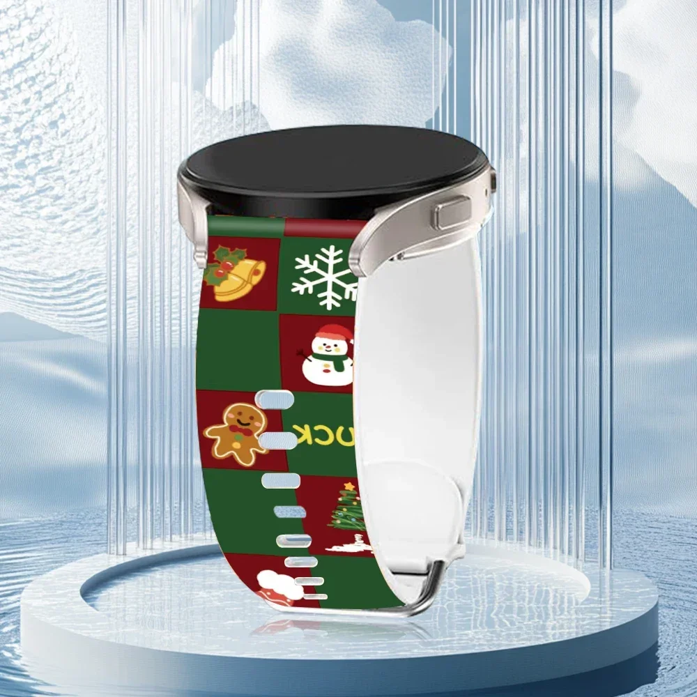 Рождественский ремешок для Samsung Galaxy Watch 7 6 5 4 40 мм 44 мм/5 Pro/Watch 6 4 Классический ремешок для часов Мягкие силиконовые браслеты 20 мм 22 мм