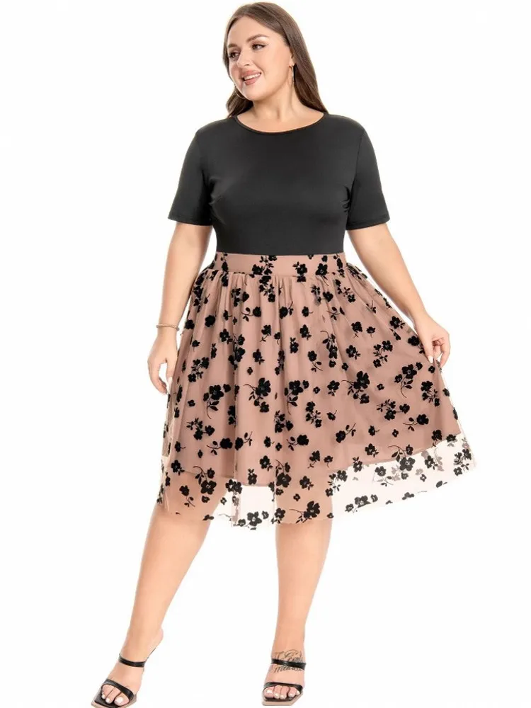 XL-4XL Plus Size Summer New Clothes High Waist Embroidery Skirt For Women Washed Retro Midi Skirt 2025 Spring Big Size Skirt