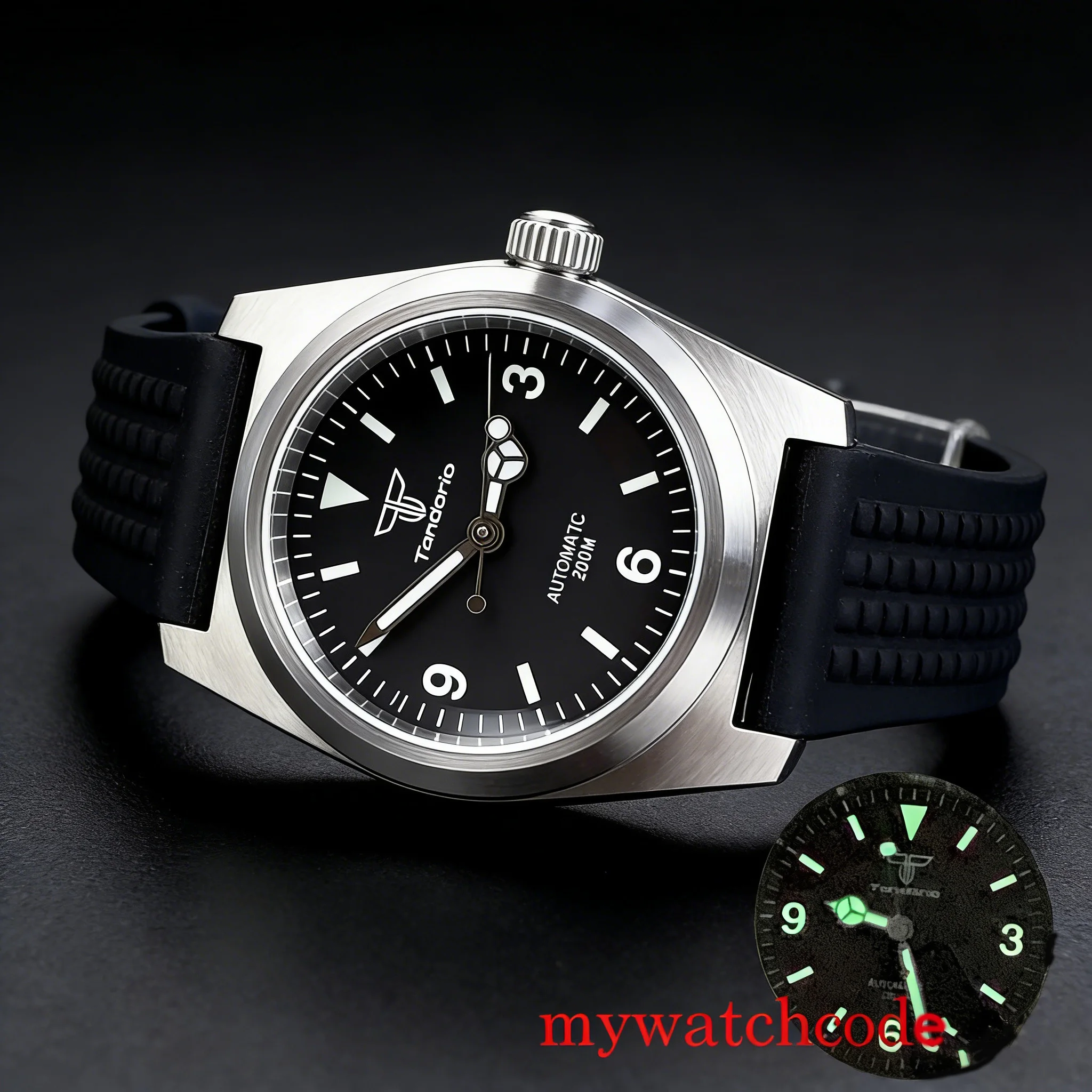 

Мужские автоматические часы Tandorio 316L из матовой стали, водонепроницаемые до 200 м, 38 мм, с механизмом NH35A PT5000, сапфировым стеклом, черным циферблатом, люминесцентными элементами и ремешком из вафельной ткани