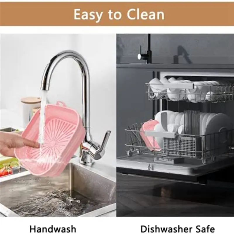 VEHO-2PCS Square Reusable Air Fryer Liners Foldable Air Fryer Accessories Pink And Grey - view 4